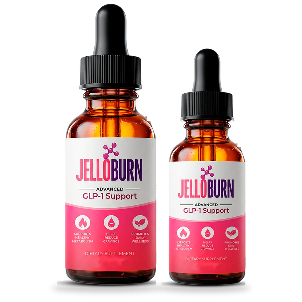 Jello Burn liquid supplement bottles
